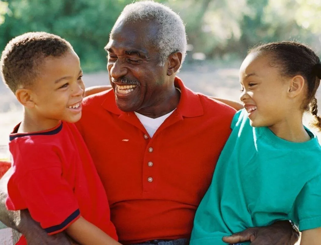 Grandfather with two grandchildren